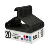 Die Grup 20 Adet Slim Plastik Elbise Askısı, Gardrop Için Alan Tasarruflu Pantolon Gömlek Ceket Etek Askısı, Kıyafet Askısı, 38.5 cm x 18 cm (20, Siyah) - Renkli