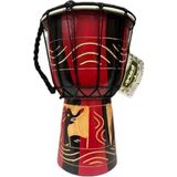 Die Grup 25 cm Ahşap Djembe Davul, Otantik El Yapımı, Fil Figürlü