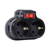 Die Grup 2'li Anahtarlı Golyat, Ikili Topraklı Priz Çoklayıcı Fiş, Siyah Renk, 16A 250 Volt, Max 3600 Watt (Siyah) - Ahşap - Bej - Siyah