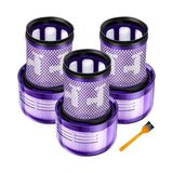 Die Grup 3 Adet Hepa Filtre 971517-01 Dyson V12 Detect Slim Cordless Kablosuz Süpürge Parçaları Aksesuarları, 1 Adet Fırça ile