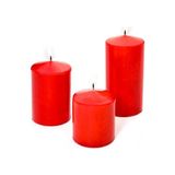 Die Grup 3'lü Kırmızı Silindir Mum Seti (5,5 Cm-7,5 Cm-10 Cm) - Renkli