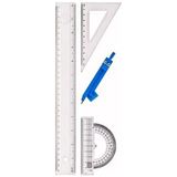 Die Grup 4 Parça Çizim Seti - 30 cm Cetvel, Pergel, Gönye ve Iletki - 41 Delft Blue