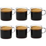 Die Grup 6'lı Şeffaf Cam Espresso Bardak Seti – Isıya Dayanıklı Minimal Tasarım Kahve Bardakları – 6 cm Yükseklik, 6 cm Çap – Türk Kahvesi, Espresso ve Kafe Kullanımı Için Şık Sunum Bardakları - 0,250 gr