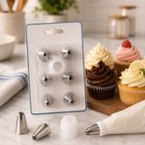 Die Grup 8 Parça Krema Torbası Duy Seti, 6 Metal Pasta Süsleme Ucu ve 2 Parça Bağlantı Aparatı, Pasta Cupcake Dekorasyon Seti