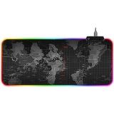 Die Grup 80X30 cm Dünya Desenli Rgb LED Işıklı Gaming Mouse Pad, Kaymaz Taban - Ahşap