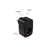 Die Grup Akım Korumalı Priz, Tekli Priz, Usb’li Priz ve Type-C Priz, Priz Çoklayıcı, Voltaj Korumalı Priz, 16A 3680W Duvar Tipi (Siyah) - Renkli