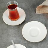 Die Grup Aryıldız Alisa Heybeli Porselen Çay Tabağı 6 Parça Krem Renk Set - 0002 - Beyaz