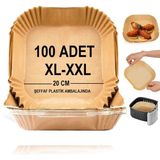 Die Grup Baker Home Airfryer Pişirme Kağıdı,xl-Xxl Büyük Boy, Kare, 100 Adet Hava Fritöz Parşömen Fırın Kağıdı Tek Kullanımlık Kağıt Fırın Fritöz Pişirme Kızartma Tavası Için Uygun 20CM