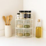 Die Grup Banyo Mutfak Düzenleyici Organizer Köşe Rafı - Ayarlanabilir 3 Raflı Baharatlık (Beyaz) - 0,2 kg