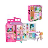 Die Grup Barbie Bebek ve Evi Oyun Seti; Mutfak, Banyo, Çatı Katı Yatak Odası ve Salon Dahil 4 Oyun Alanı Bulunan Yazlık Ev, 11 Dekorasyon Aksesuarı, HRJ77