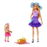 Die Grup Barbie Malibu ve Chelsea Kıyafetleri ve Aksesuarları Barbie Aile ve Dostlar Serisi Bebekler ve Aksesuarlar, 2 Bebek ve 9 Aksesuar ile Piknik Temalı Oyun Seti JBF43