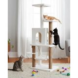 Die Grup Beyaz Renkli Salıncaklı Kedi Tırmalama Oyun Evi