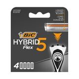 Die Grup Bıc Hybrid 5 Flex 4'lü Yedek Tıraş Bıçağı Kartuşu (5 Bıçak), 5 Nano Teknolojik Titanyum Bıçak, E Vitamini ile Zenginleştirilmiş Geniş Kayganlaştırıcı Bant