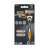 Die Grup Bıc Hybrid 5 Flex Erkek Tıraş Bıçağı 1 Sap ve 2 Yedek Başlık (5 Bıçak), 5 Nano Teknolojik Titanyum Bıçak, E Vitamini ile Zenginleştirilmiş Geniş Kayganlaştırıcı Bant