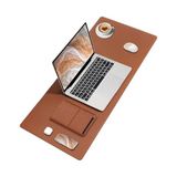 Die Grup Black Deer Pu Deri Mouse Pad Dikişli Kenar Dayanıklı Büyük Boy Çift Yönlü Kullanım Ofis Masa Matı Sümen (Kahverengi, 70X30 L) - Ahşap