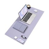 Die Grup Black Deer Pu Deri Mouse Pad Dikişli Kenar Dayanıklı Büyük Boy Çift Yönlü Kullanım Ofis Masa Matı Sümen(Lila, 90X40 Xl) - Ahşap