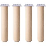Die Grup Bohem 45CM (4 Adet) Doğal Ahşap Boyasız Silindir Sehpa Ayağı - (4 Adet) 8x8 Metal Montaj Aparatı