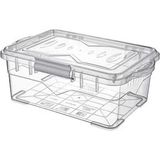 Die Grup Borox Plastik Saklama Kabı, Kilitli Kapak, Şeffaf, 1 Litre, 208 x 128,5 x 55 mm - Abanoz