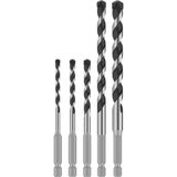 Die Grup Bosch 5 x Pro Hex-5 Matkap Seti (Sert Taş, Beton Için, Ø 4-10 Mm, Profesyonel Aksesuar, Matkap, Tornavida) - 000-Siyah