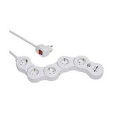 Die Grup Brennenstuhl Vario Power Çoklu Priz, USB Şarj Fonksiyonlu, Hareketli Çoklu Priz, 5 Kat (1,4 M Kablo, Şalterli ve 2 USB Şarj Soketli), Beyaz - Renkli