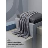 Die Grup Brt Pet Yumuşacık Kedi Köpek Yatağı Konfor Seti - Premium Minder & Battaniye, Gri - 100 x 100 x 10 cm