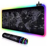Die Grup Büyük Boyutlu Rgb Işıklı Mousepad, Dünya Haritası Desenli - Ahşap