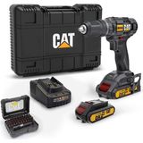 Die Grup Cat DX155.1SET 18 VOLT/2.0AH Li-Ion Çift Akülü Profesyonel Şarjlı Darbeli Matkap + DA01901 32 Parça Vidalama Uç Seti