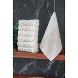 Die Grup Çınar Jakarlı 6’lı Kadife Pamuklu El ve Yüz Havlu Seti 30X50 cm - 00434- Gold - 001-Beyaz - 1 Adet Banyo Havlusu, 1 Adet El Havlusu, 1 Adet Yüz Havlusu