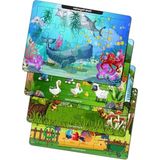 Die Grup Çocuk Ahşap Puzzle 24 Parça Eğitici Set 4'lü, 3 Yaş ve Üzeri, Ahşap Malzeme, 25X18 cm