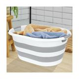 Die Grup Coverest 38 Litre Katlanabilir Silikon Çamaşır Sepeti Akordiyon Katlanır Sele Yer Kaplamayan Taşınabilir Ergonomik Kulplu Dayanıklı ve Hafif Depolama Sepeti Banyo ve Ev Kullanımı Kirli Sepeti - 00-Siyah - Beyaz