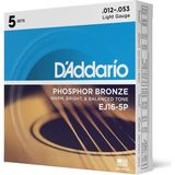 Die Grup D'addario Gitar Telleri Western Gitar Telleri - Gitar Telleri Akustik Gitar - Akustik Gitar Telleri - EJ16-5P - Light, 12-53 - 5 Adet - 3 Renk Sunburst