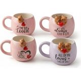 Die Grup Deconox 3D Sarkan Capybara Figürlü Porselen Kupa - 420 ml Büyük Boy Kaliteli Porselen Bardak - 4 Farklı Modelden Biri (Sürpriz/asorti) - Sevimli Hayvanlı Hediyelik Mug - 00-Siyah - Beyaz