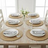 Die Grup Deconox 6 Adet Hasır Amerikan Servisi Supla (Yuvarlak Ipli), 6'lı Ipli Hasır Supla, Hasır Amerikan Servisi, 6'lı Bambu Amerikan Servis, Sofra Sunum Servisi - 0,60 x 19 x 29 cm - 51R-Turuncu