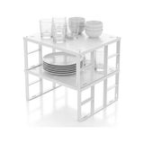 Die Grup Deconox Büyük Boy Metal Dolap Içi Düzenleyici Raf - Mutfak ve Banyo Ekstra Geniş Organizer, Beyaz, 31.5X27.5 Cm, 2 Adet