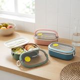 Die Grup Deconox Paslanmaz Çelik Yemek Kabı 750 Ml, Çatal Kaşık Dahil, Kilitli Kapaklı Lunch Box, Yemek Taşıma ve Saklama Kabı, 21X12X7,50 Cm, Yeşil/pembe/mavi - Adaçayı