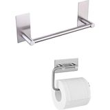Die Grup Deltahome Paslanmaz Çelik 30CM Havluluk ve Tuvalet Kağıtlığı Set - Inox - Kendinden Yapışkanlı - Altın