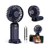 Die Grup Dijital Göstergeli Mini Vantilatör, Şarjlı Masaüstü Vantilatör, Taşınabilir 12000 Rpm El Fanı, Ergonoik Tasarım, Kademeli ve Sessiz Çalışma, Soğutucu Mini El Fanı, El Tipi ve Masaüstü Kullanım