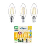 Die Grup Ekolite 4W LED Filament Mum Ampul, 2700K Sarı Işık, 470 Lümen, 3'lü Paket