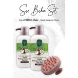 Die Grup Eyüp Sabri Tuncer Hindistan Cevizi Duş Jeli 600 ml x 2 Adet ve Masaj Şampuan Fırçası Pembe