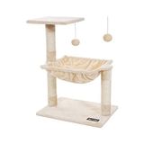 Die Grup Feandrea PCT161W01 Tırmalama Ağacı, 143 cm Yüksekliğinde, Kedi Ağacı, Çok Katlı Kedi Evi, 4 Tırmalama Sütunu, 2 Platform, Hamak, Mağara, Açık Gri - 02-Gri