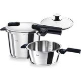 Die Grup Fissler Vitaquick® Elemental Düdüklü Tencere Seti (6,0 + 3,5 L, Çap 22 Cm) Adaçayı Yeşili - Alman Malı, 2 Pişirme Seviyesi, Cam Kapak, Süpertermik Taban, Indüksiyon - Ahşap - 1,8 L