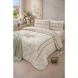 Die Grup Formeya Kapitoneli Çift Kişilik Desenli Pike - Yatak Örtüsü Takımı 200X230 cm - 2 Adet Yastık Kılıflı (Bej)