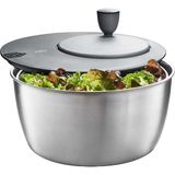 Die Grup Gefu Salata Kurutucu Rotare | Paslanmaz Çelik, 24 cm | Manivela Tahrikli ve Boşaltıcılı Salata Kurutucu | 3 Parça ve Bulaşık Makinesinde Yıkanabilir, 3 L Hacim