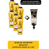 Die Grup Gliss Oil Nutritive Şampuan 400ML 6'lı Set + Ultimate Repair Sos 15 ml Hediye