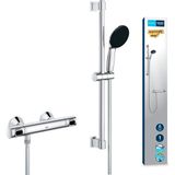 Die Grup Grohe Precision Flow Termostatik Duş Bataryası ve Vitalio Start 110 Sürgülü Duş Seti, 110MM 1 Akışlı El Duşu, 600MM Sürgülü Ray, 1750MM Duş Hortumu, 38°c Sabit Sıcaklık Ayarı, Krom, 34800001 - Adaçayı Yeşili