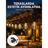Die Grup Güneş Enerjili LED Ampul Zincir Işık Sıcak Beyaz Dekoratif Bahçe Aydınlatması