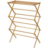 Die Grup Household Essentials Bambu Katlanır Elbise Kurutma Rafı, Lüks Çamaşır Rafı, 11 Dübelli, Çevre Dostu, Sağlam Çerçeve, Düz Kurutma Rafı - 0,1 L - 1BW-Beyaz