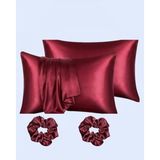 Die Grup Ipeksi Saten Yastık Kılıfı, 50X70 Cm, 2 Adet, Bordo Renk - Çok Renkli - 10*10 CM