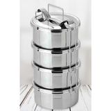 Die Grup Isıtılabilir Çelik Sefer Tası 4 Litre Paslanmaz 5-6 Kişilk 4 Kap Sefertası Yemek Taşıma Kabı 17X22CM