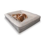 Die Grup Jungolica Felix Köpek Yatağı Gri Küçük 55X75 Cm, Visco SÜNGER,%100 Su Geçirmez Alez, Çıkarılabilir Yıkanabilir Kılıf, Kaydırmaz Taban, Teddy Dokulu Kedi & Köpek Minderi - 100 x 100 x 10 cm